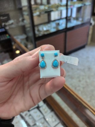 Pendientes de Plata 925 y Turquesa niña largos