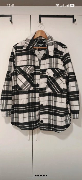 Chaqueta de franela cuadros blanco y negro