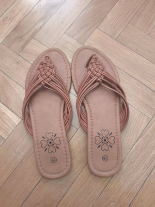 Sandalias Planas de Dedo Marrón Camel Talla 38