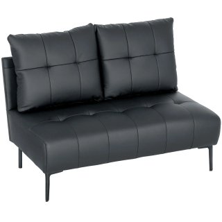 Divano 2 Posti in Finta Pelle Senza Braccioli Nero