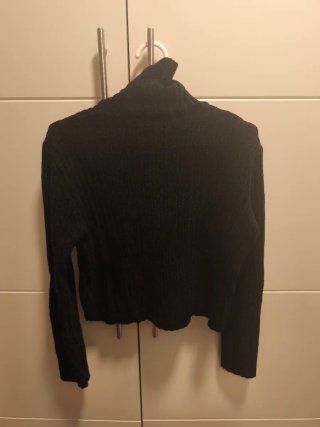 Jersey Negro cuello alto chenilla Zara