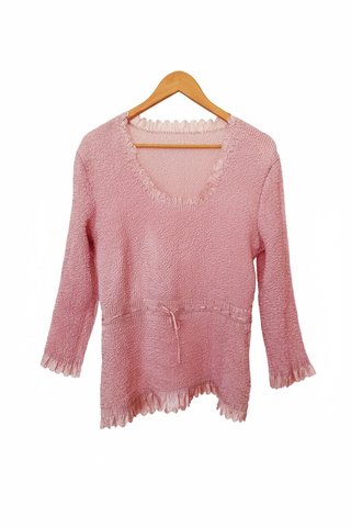 Blusa Rosa Texturizada Manga Larga