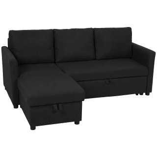 Divano Letto Angolare Effetto Lino 192 cm Grigio