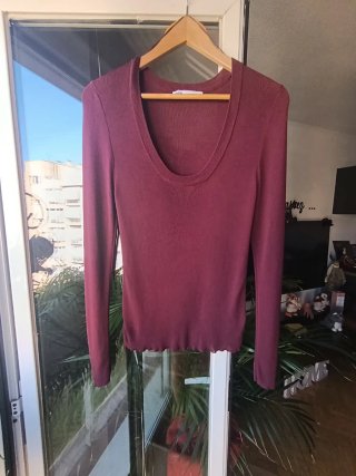 Jersey Canalé Fino Granate Zara Talla L