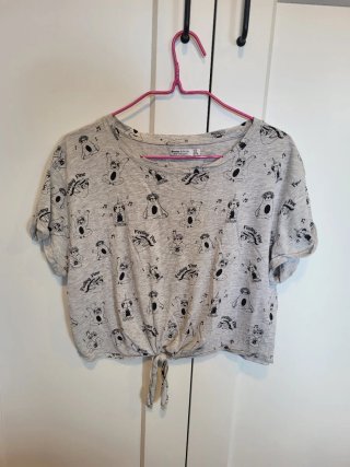 Camiseta corta Bershka gris
