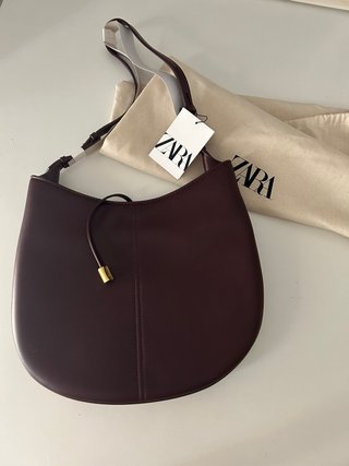 Bolso de hombro Zara burdeos