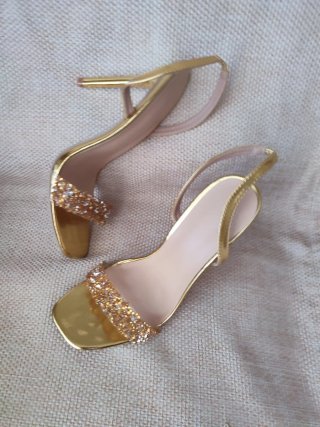 Sandali oro tacco 12 con strass