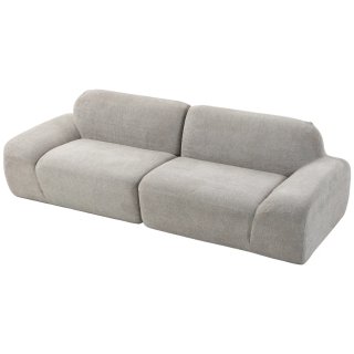 Divano 3 Posti Arrotondato Grigio Chiaro 244 cm