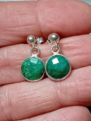 Pendientes de Plata de ley esmeralda facetada