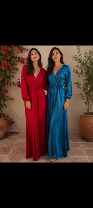 Vestido Largo de Raso