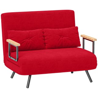Divano Letto Velluto Schienale Regolabile Rosso
