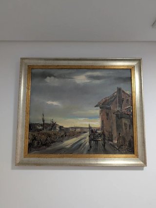 Cuadro al óleo paisaje rural