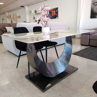 Mesa de Cristal Templado Efecto Mármol