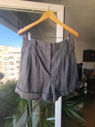 Pantalón corto tweed gris Mango