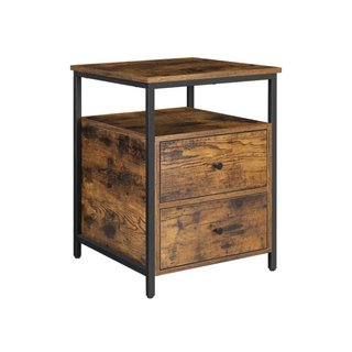 Mesita de noche y mesa auxiliar, acero y 2 cajones