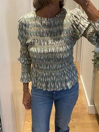 Camisa Manga Larga con Fruncidos