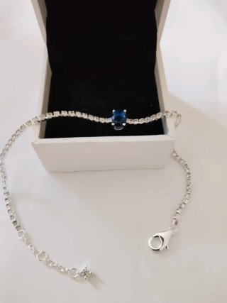 Pulsera de plata con piedra azul 18 a 21 cm