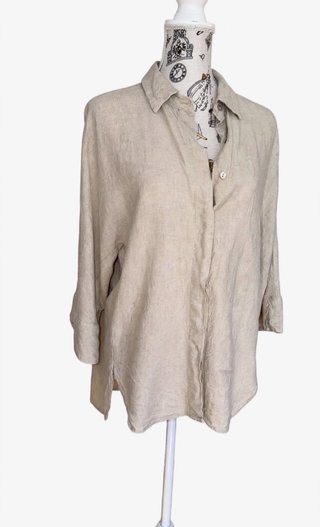 Camisa de Lino Zara Beige Talla M