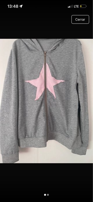 Sudadera Gris con Estrella Rosa