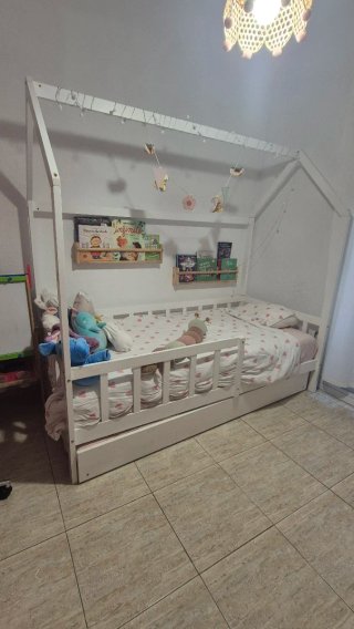 Cama Infantil Estilo Casita Blanca
