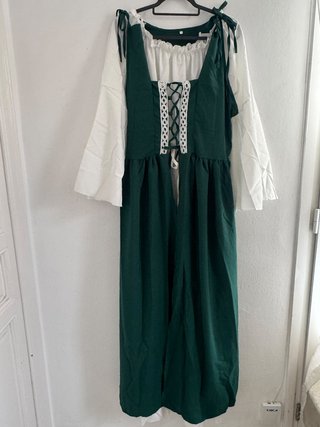 Vestido Disfraz Medieval Verde y Blanco