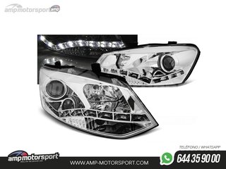 FAROS DELANTEROS LUZ DIURNA LED REAL DRL PARA VOLKSWAGEN POLO 6R
