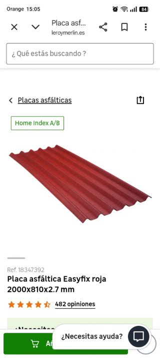 Placa Asfáltica Easyfix Roja 2000x810x2.7 mm