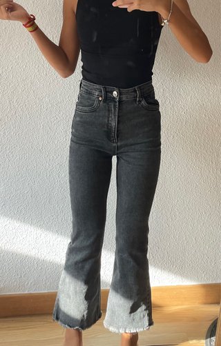 Pantalones Vaqueros Gris Oscuro Campana