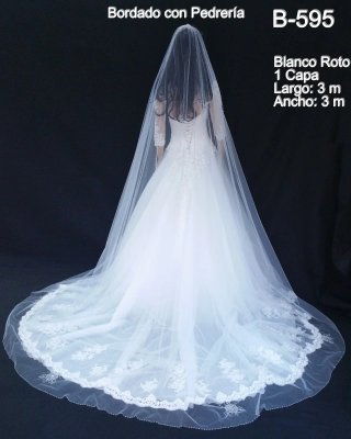 Velo de Novia Largo con Pedrería bordada