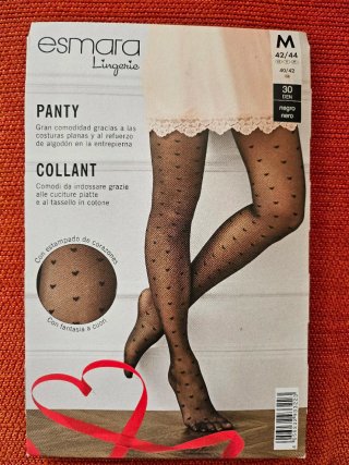 Collant Esmara neri con cuori taglia M