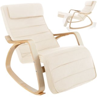 Mecedora madera abedul, cómoda, estructura robusta, ergonómica, beige