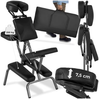 Silla de masaje, polipiel, respaldo ergonómico, cojín lumbar, negro