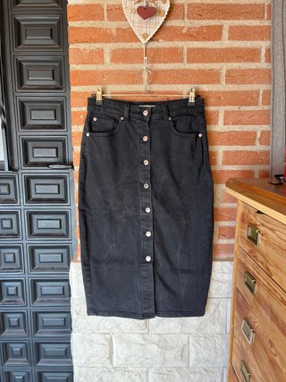 Falda Vaquera Negra Midi