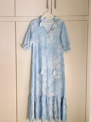 Vestido largo boho azul