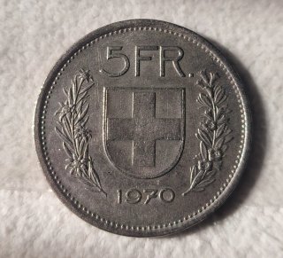 Moneda 5 Francos Suizos 1970
