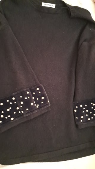 Jersey Negro Sweet Lady con Perlas