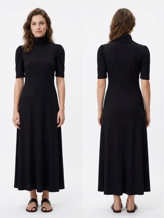Vestido Midi Zara Negro Canalé nuevo