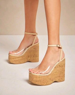 Sandalias de Plataforma con Tiras Transparentes