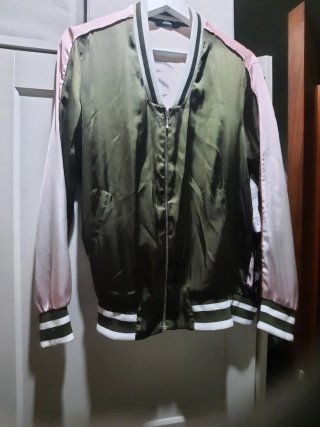 Cazadora Bomber Mujer Verde y Rosa