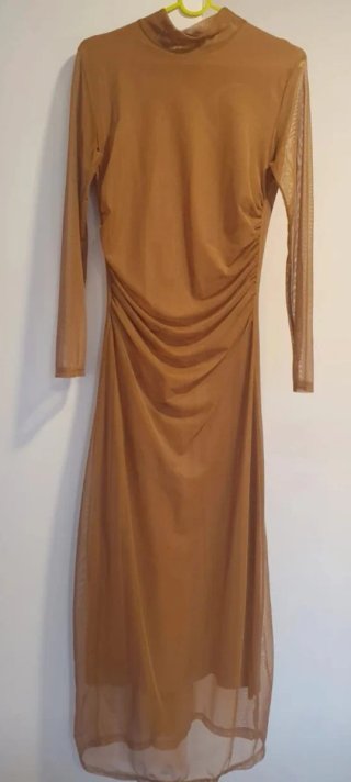 Vestido largo camel