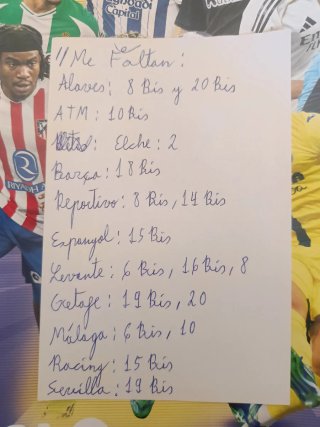 Lista de Cromos Panini 26-27 Faltantes