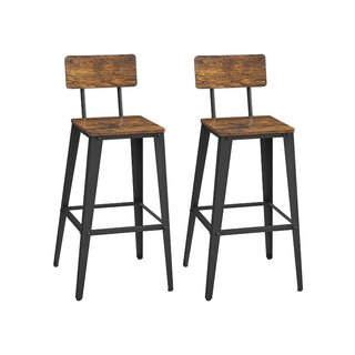Conjunto de 2 taburetes de bar con respaldo, acero