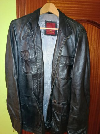 Chaqueta de Cuero Caramelo Ngra Tll. L Negociable