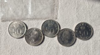 Lote 5 Monedas 50 Pesetas 1980 mundial