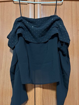 Blusa Negra con Lunares Talla L