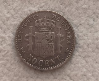 Moneda de Plata 50 Céntimos 1892 Alfonso XIII