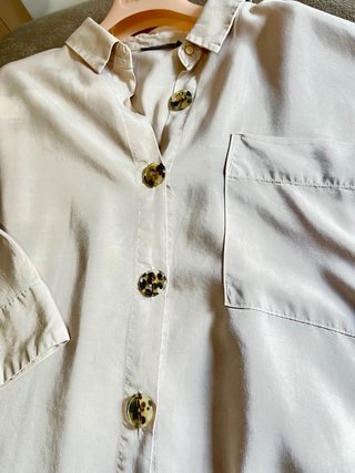 Camisa Parfois Beige Manga 3/4