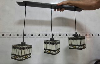 Lámpara de techo con 3 focos estilo Tiffany