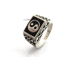 sello plata 925mm con piedra con onix