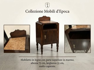 Mobiletto in legno con piano in marmo